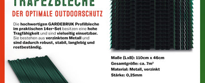 Lastra profilata trapezoidale set da 14 verde 110x46cm