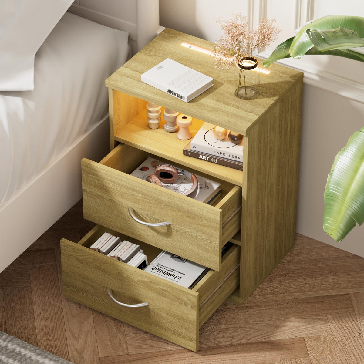 Comodino Jamie in rovere 55x40x28cm