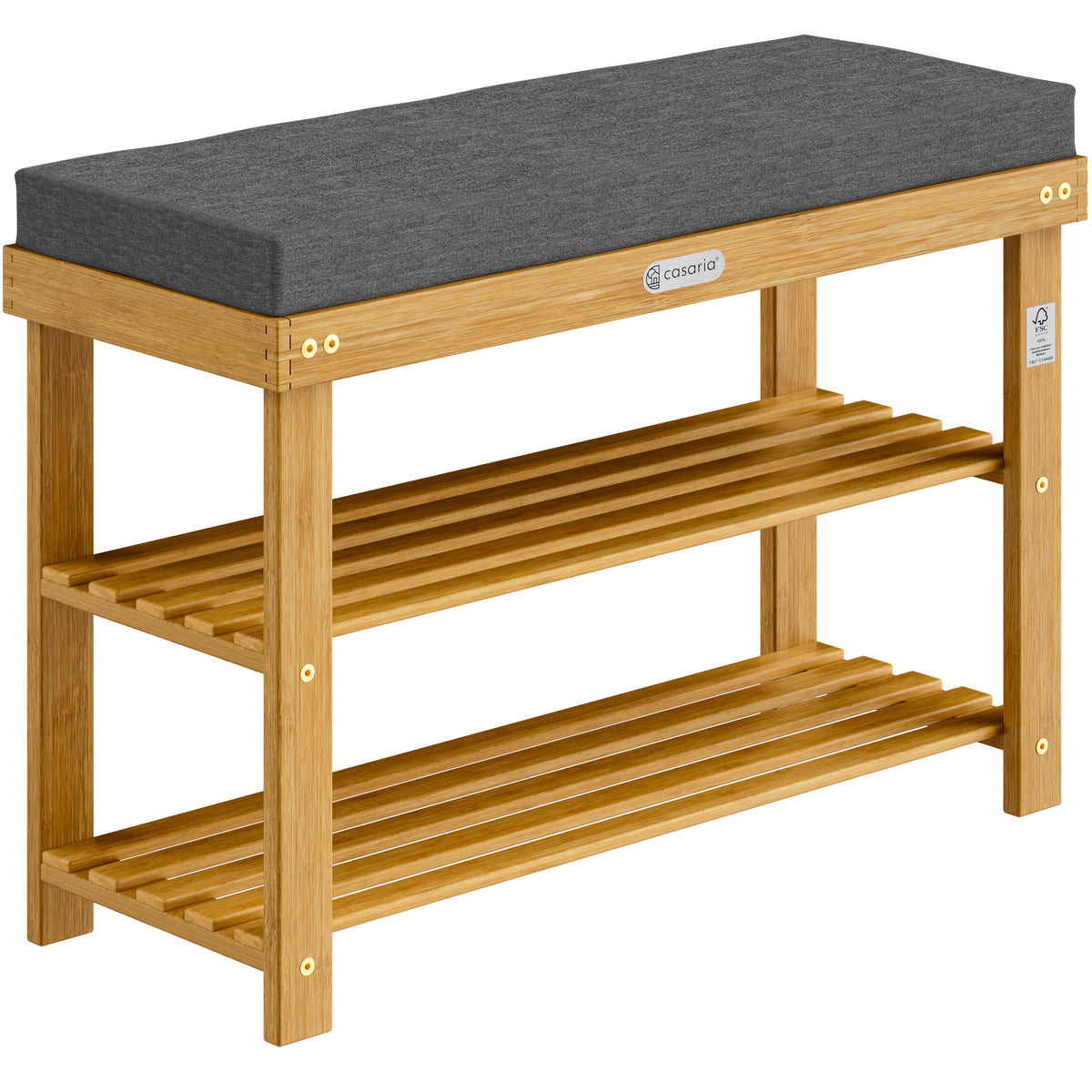 Panchina per scarpe in legno di acacia certificato FSC® 90x30x48cm