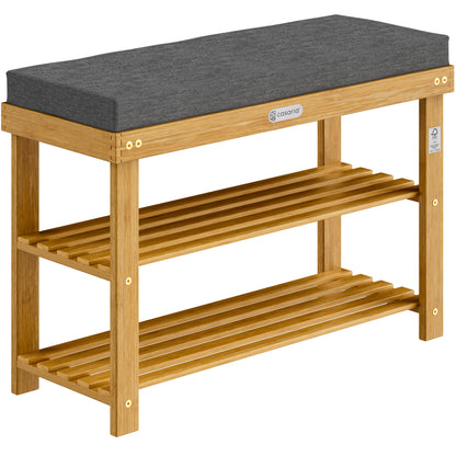 Panchina per scarpe in legno di acacia certificato FSC® 90x30x48cm