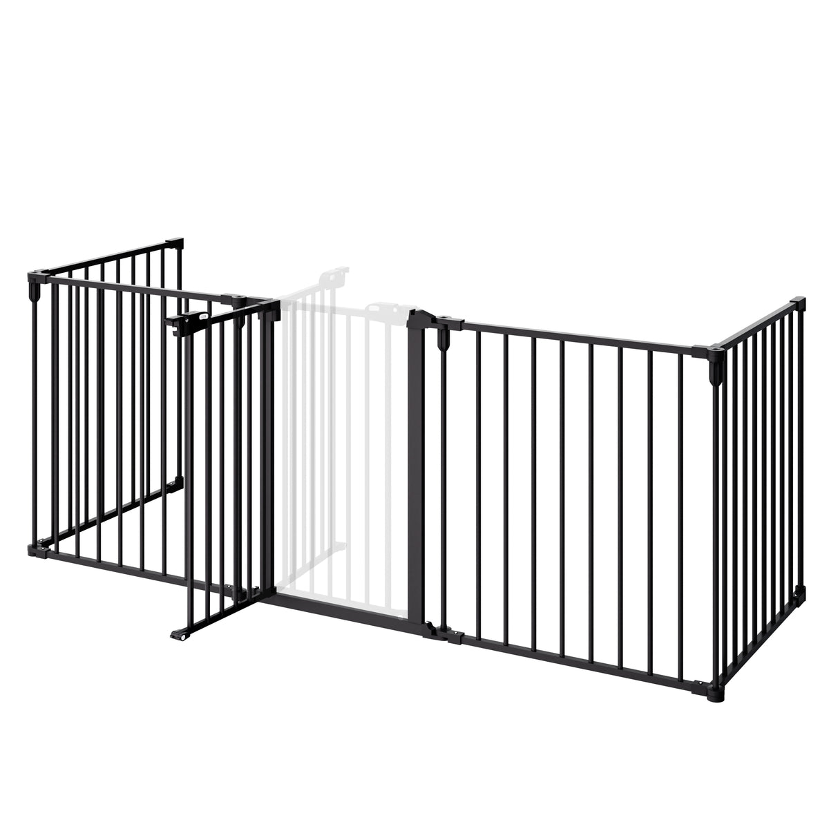 Griglia di sicurezza per caminetto metallo nero 306x77cm pieghevole