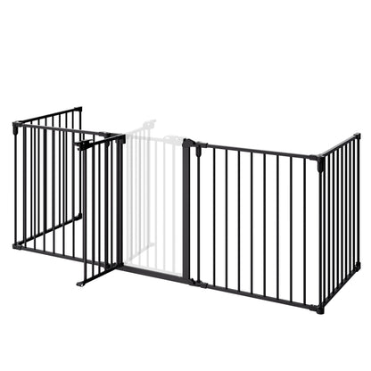 Griglia di sicurezza per caminetto metallo nero 306x77cm pieghevole