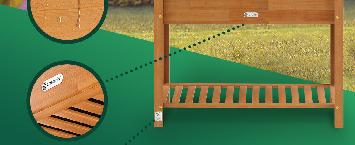 Letto rialzato in legno di acacia certificato FSC® 100x40x84cm