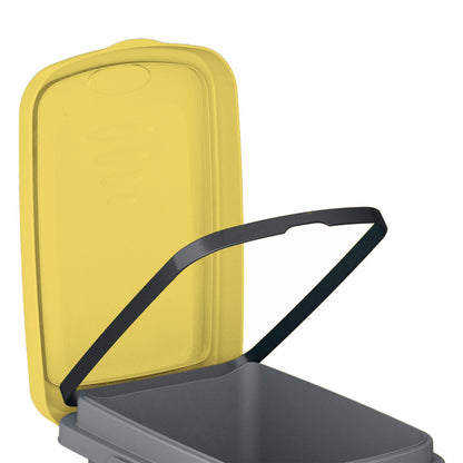 Cestino per rifiuti in plastica grigio/giallo 25L