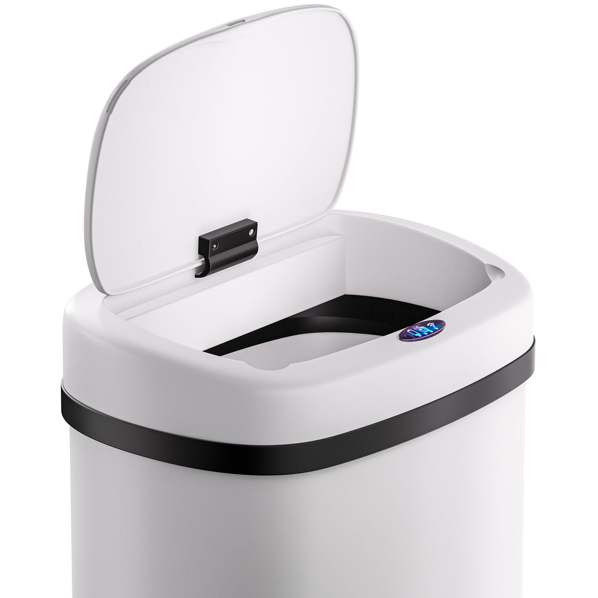 Cestino a sensore in acciaio inox bianco 50L