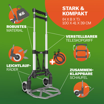 Carrello per sacchi argento/nero in alluminio 80 kg regolabile in altezza