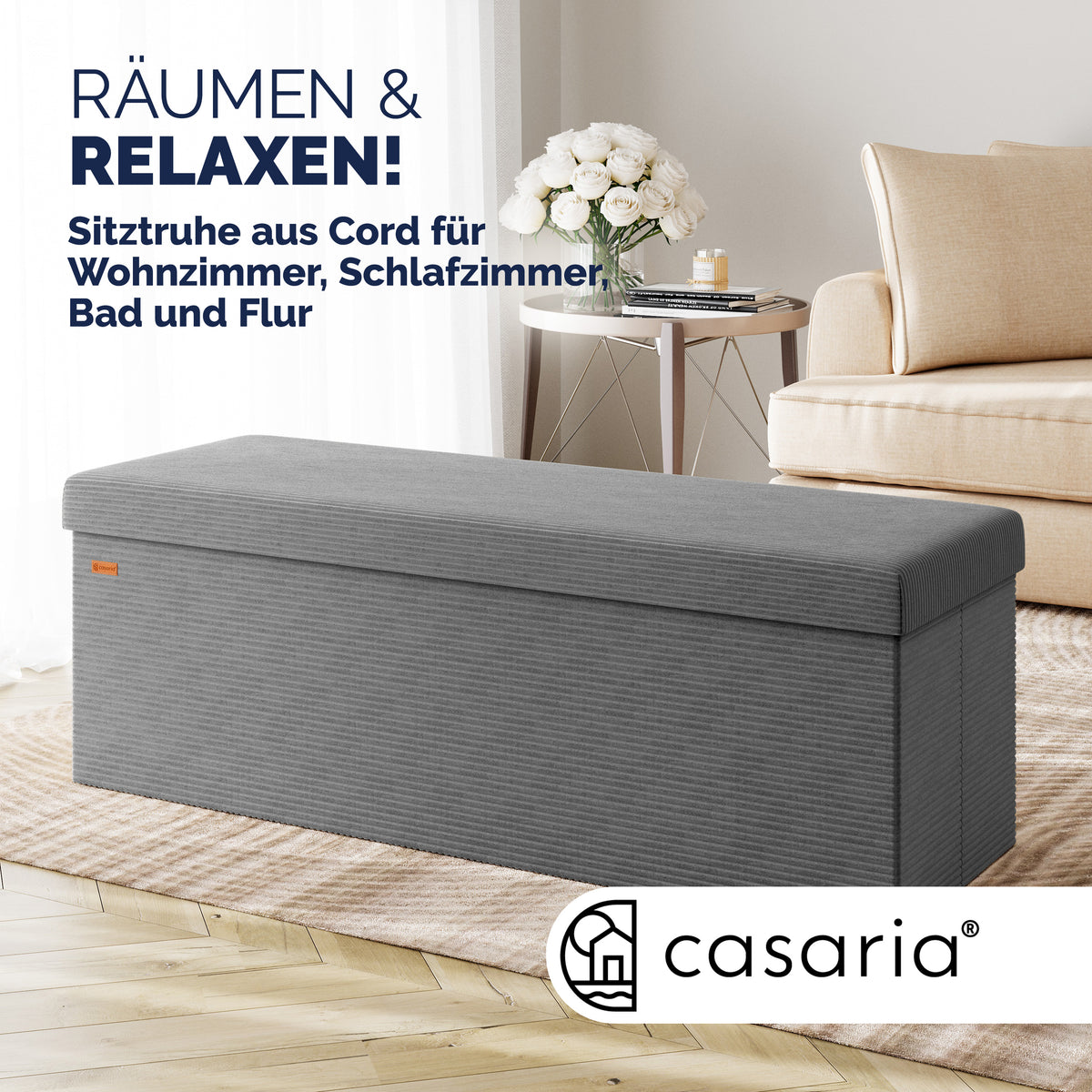 Panca antracite in corda 114x38x38cm in MDF pieghevole
