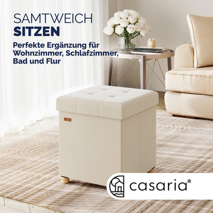 Sgabello Beige in velluto 42x38x38cm pieghevole