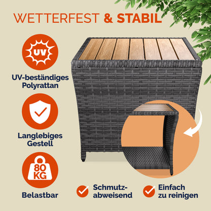 Tavolino in polyrattan grigio 45x45x40cm