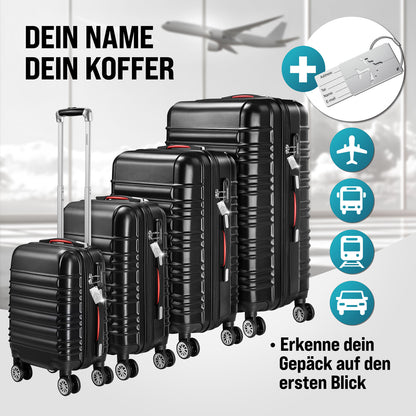Set di valigie rigide Baseline 4 pezzi, accessori in ABS nero