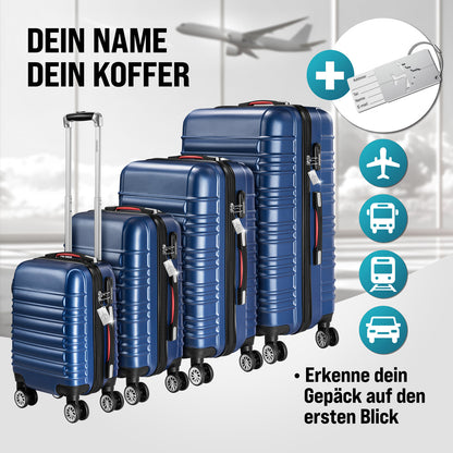 Set di valigie rigide 4 pezzi Baseline, accessori in ABS blu