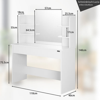 Tavolo Trucco Lucia bianco 8x140x40cm