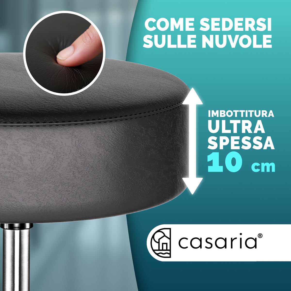 2 Pz Sgabello girevole nero similpelle