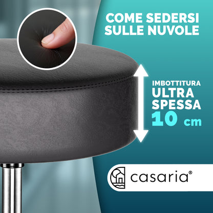 2 Pz Sgabello girevole nero similpelle
