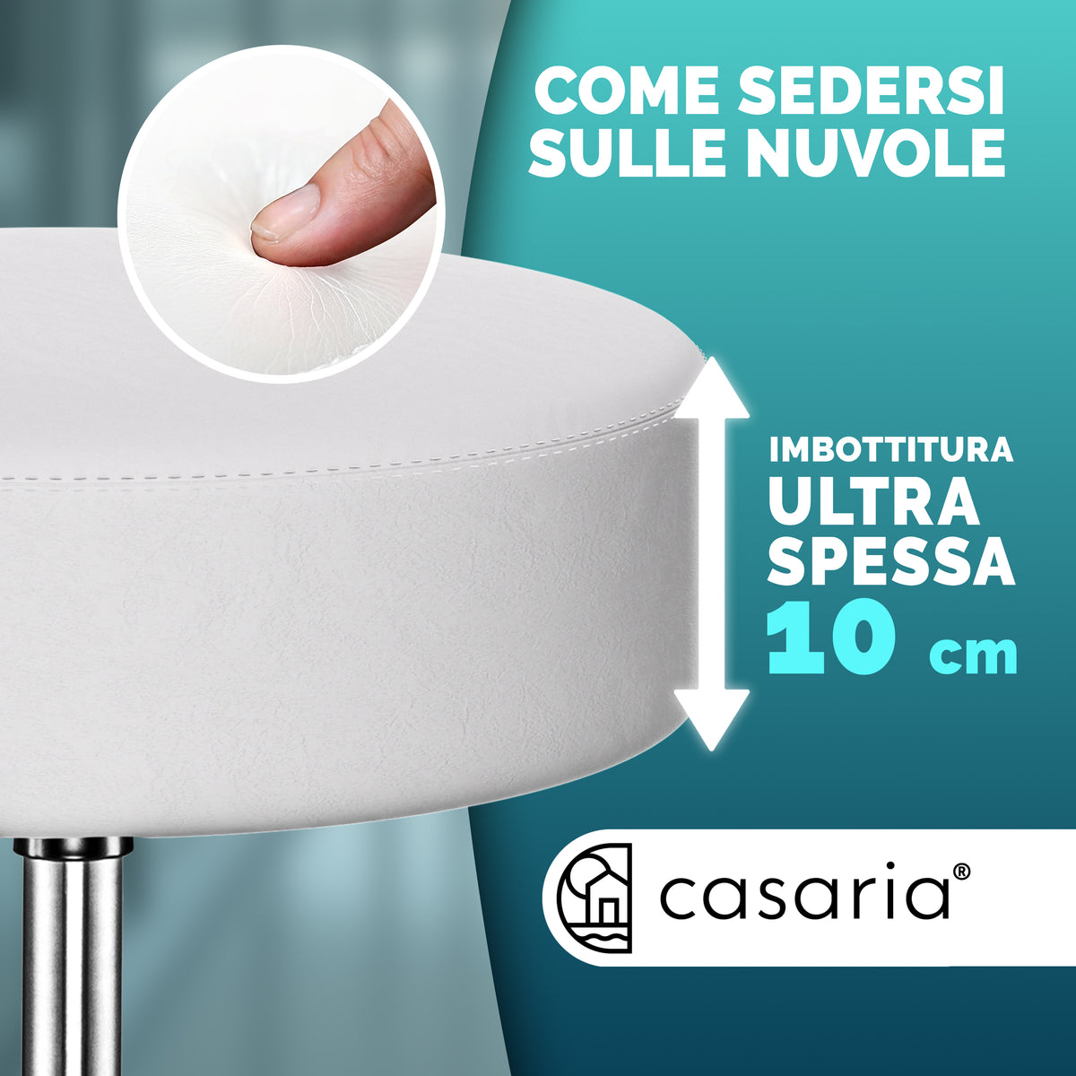 2x Sgabello girevole  360° similpelle bianco