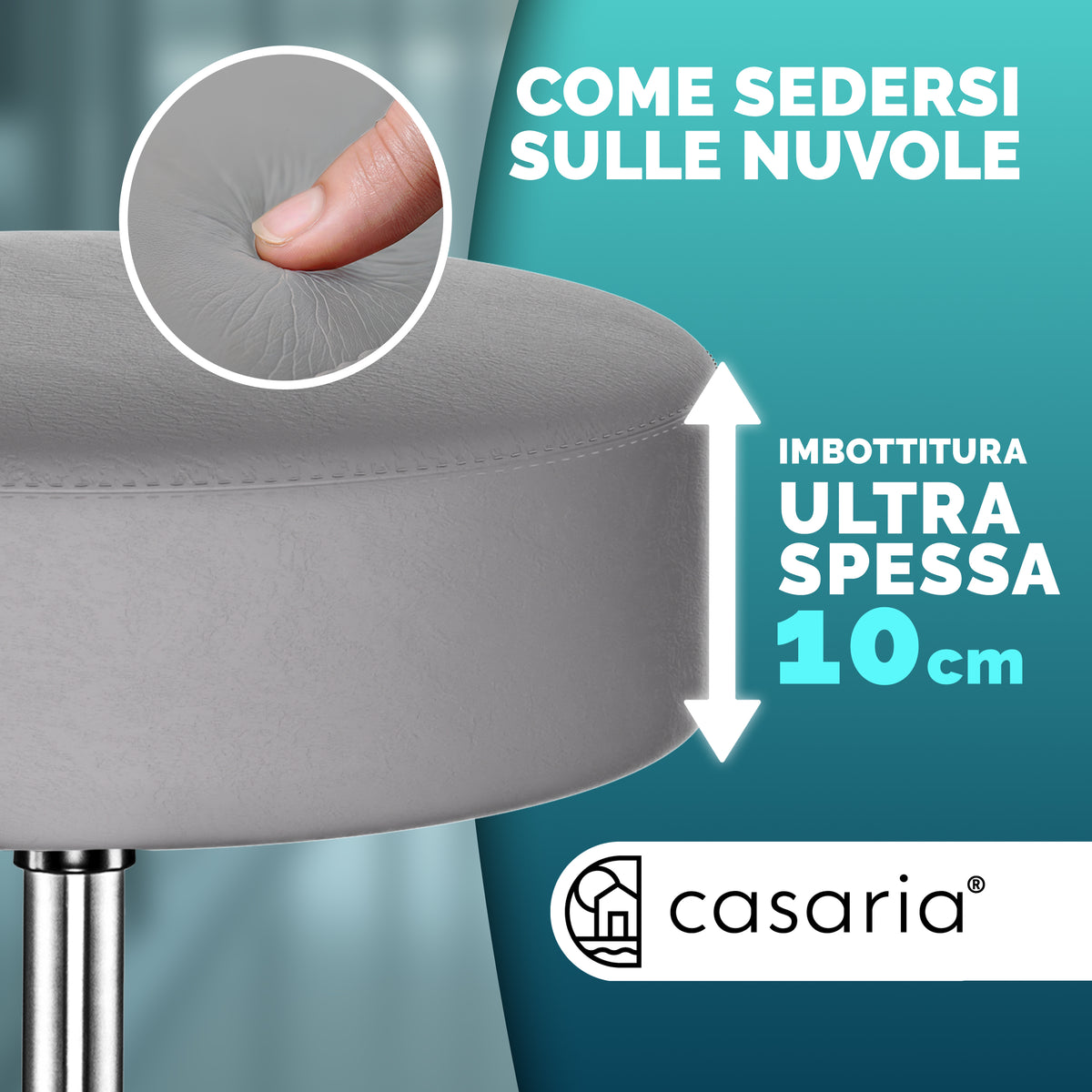 2x Sgabello girevole 360° similpelle grigio