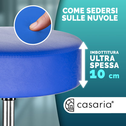 2x Sgabello girevole 360° similpelle blu
