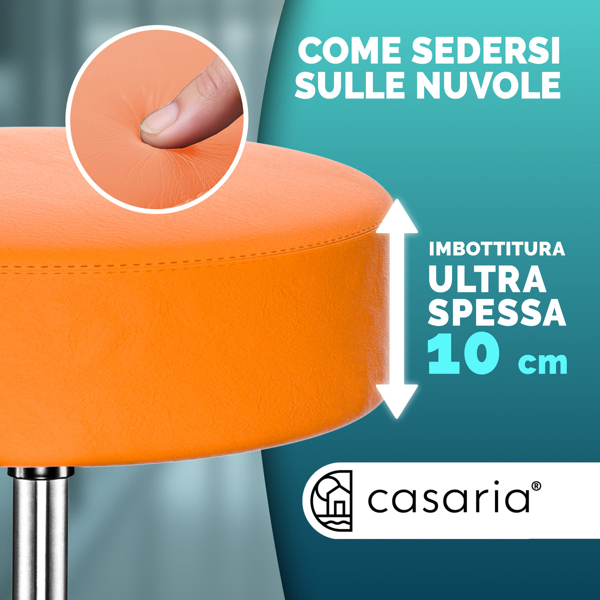 2x Sgabello girevole arancione altezza regolabile