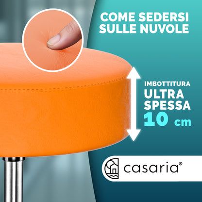 2x Sgabello girevole arancione altezza regolabile