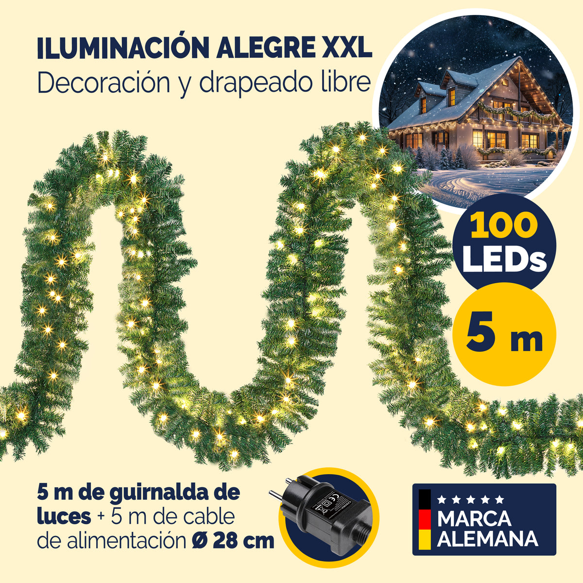 Ghirlanda natalizia 5m Set di 2 100 LED con telecomando