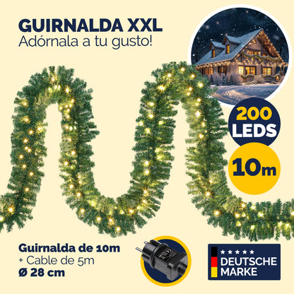 Ghirlanda natalizia 10m Set di 2 200 LED per interni ed esterni