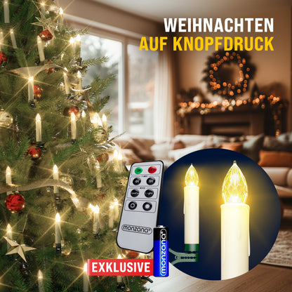 Set 40x Candele LED per Albero di Natale bianco caldo con telecomando