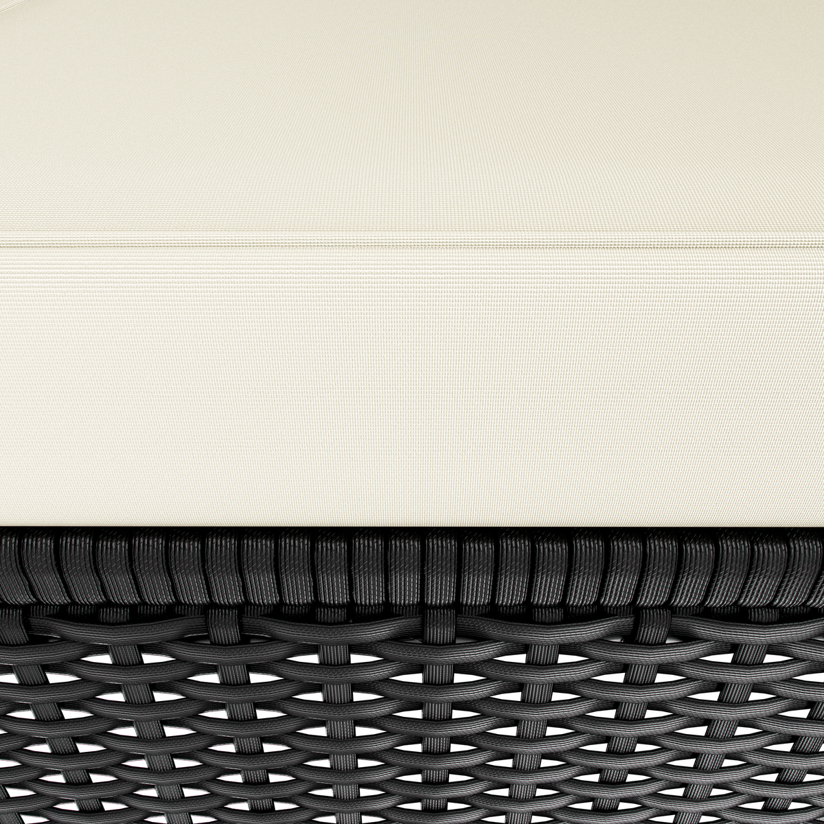 Lettino prendisole in polyrattan nero/crema 200x115x33cm