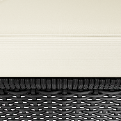 Lettino prendisole in polyrattan nero/crema 200x115x33cm