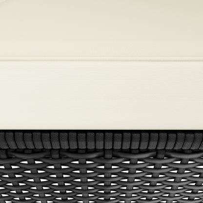 Lettino in polyrattan nero/crema 200x160x33cm