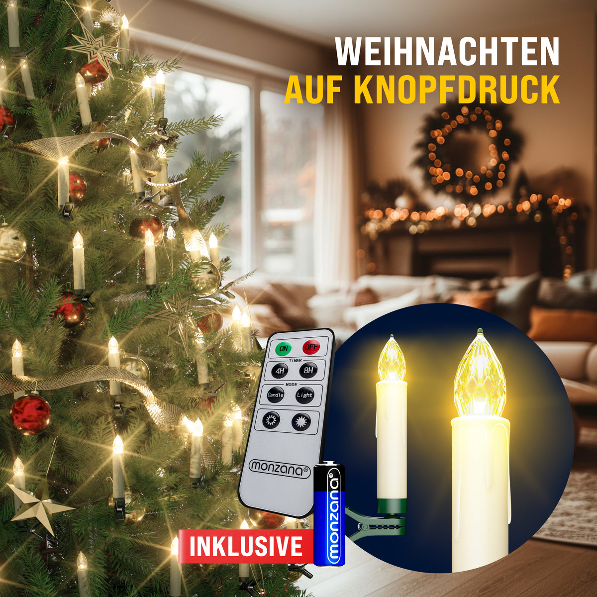 Candele LED per albero di Natale set di 40 bianco caldo incl batteria