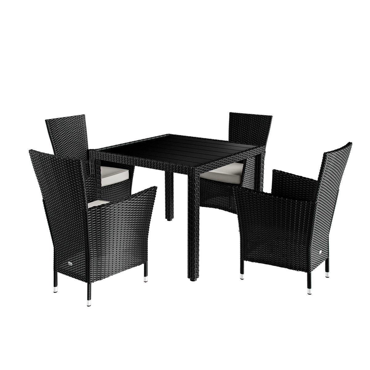 Gruppo di sedute da giardino in polyrattan Riga 5 pezzi nero