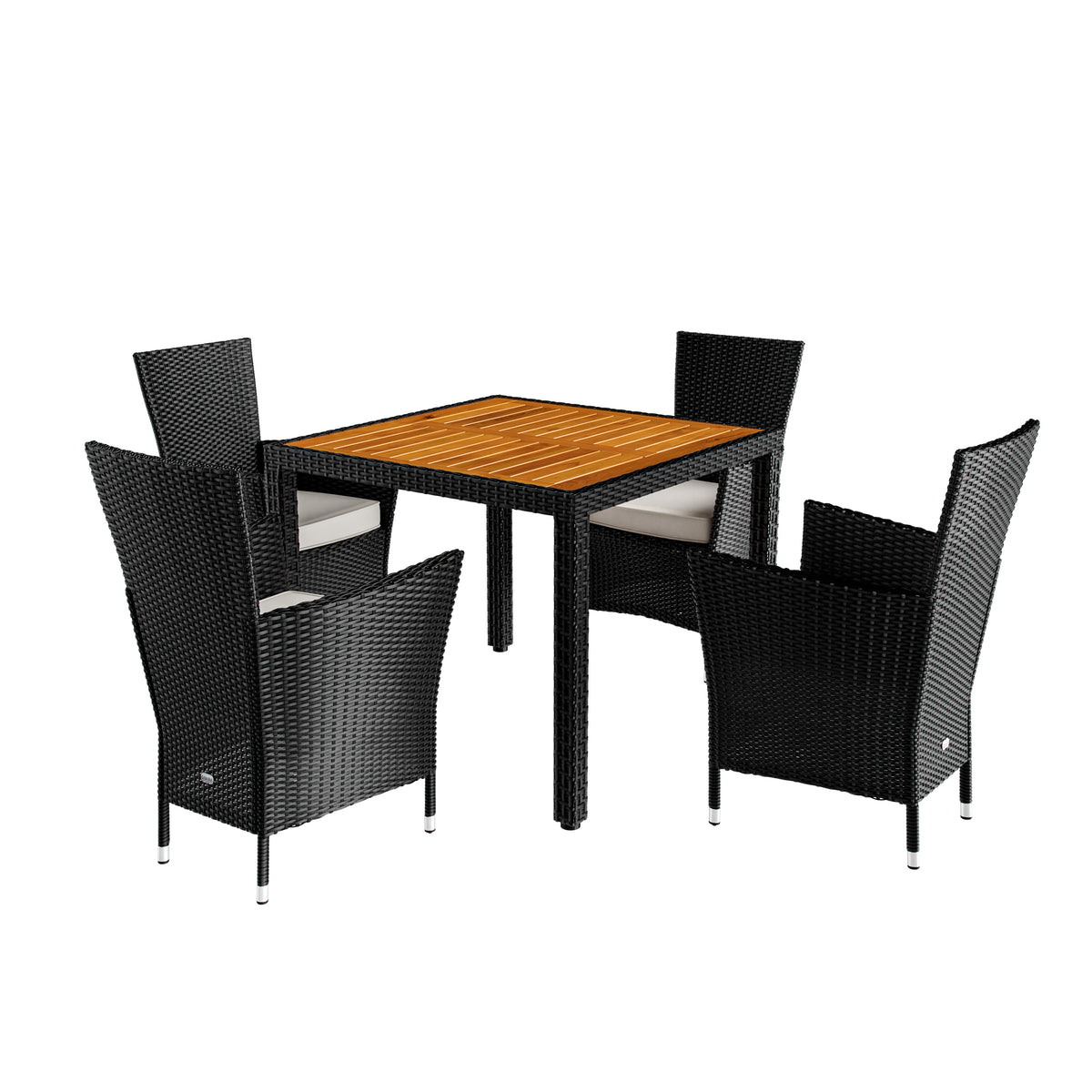 Gruppo di sedute da giardino in polyrattan Corfu 5 pezzi nero