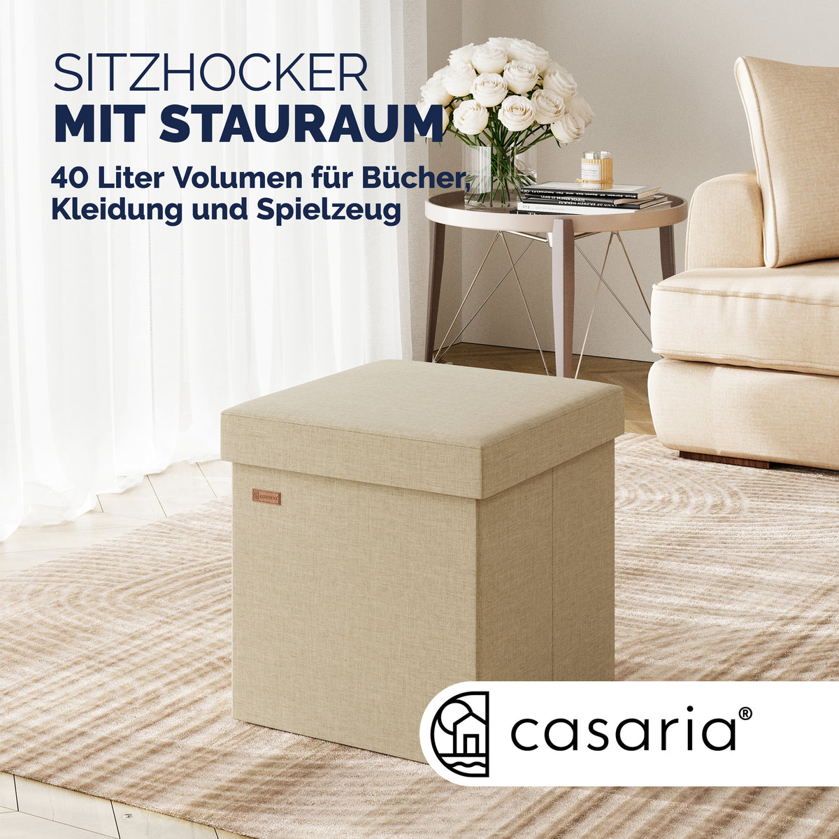 Set di 2 sgabelli Beige 38x38x38cm pieghevoli