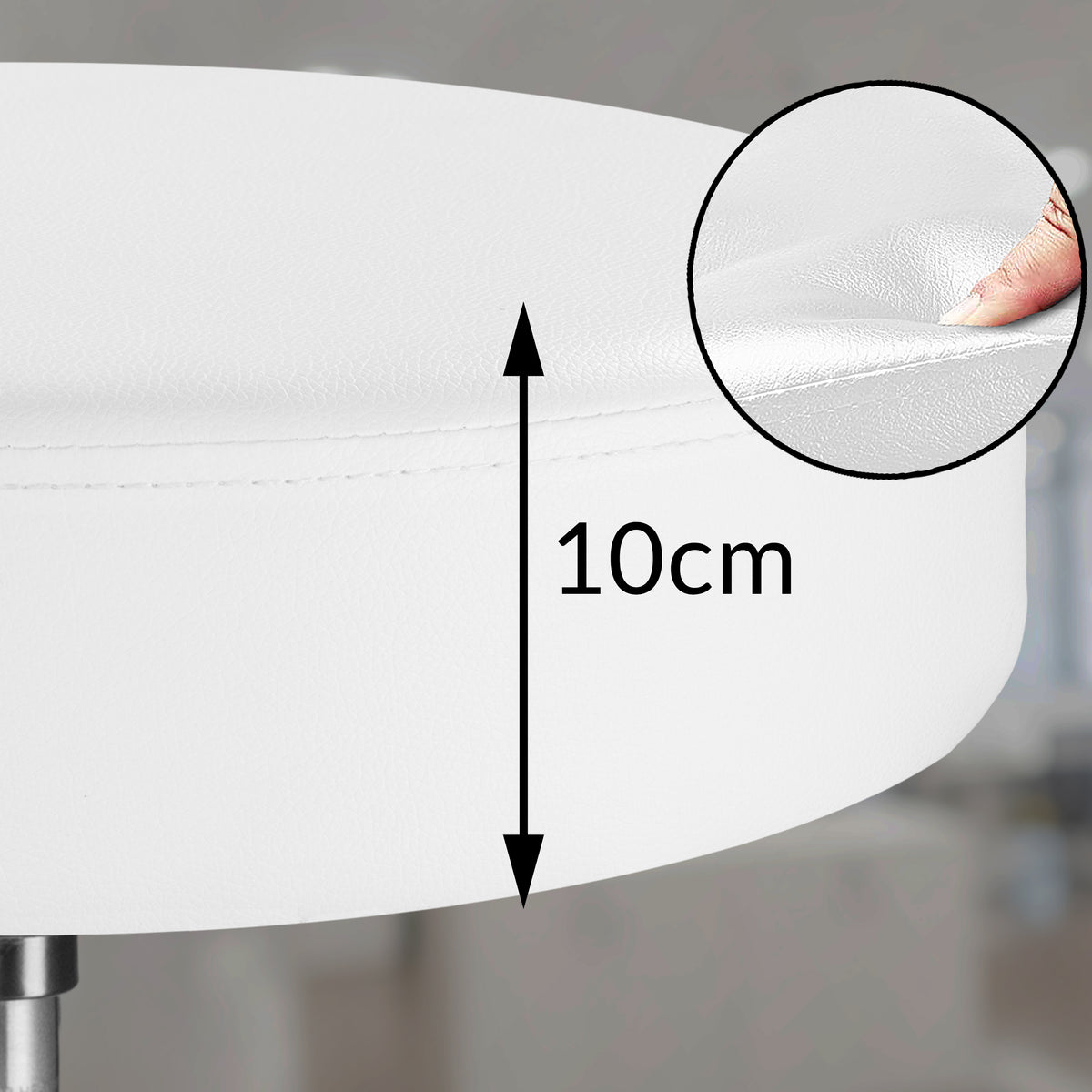 Sgabello girevole  360° similpelle bianco