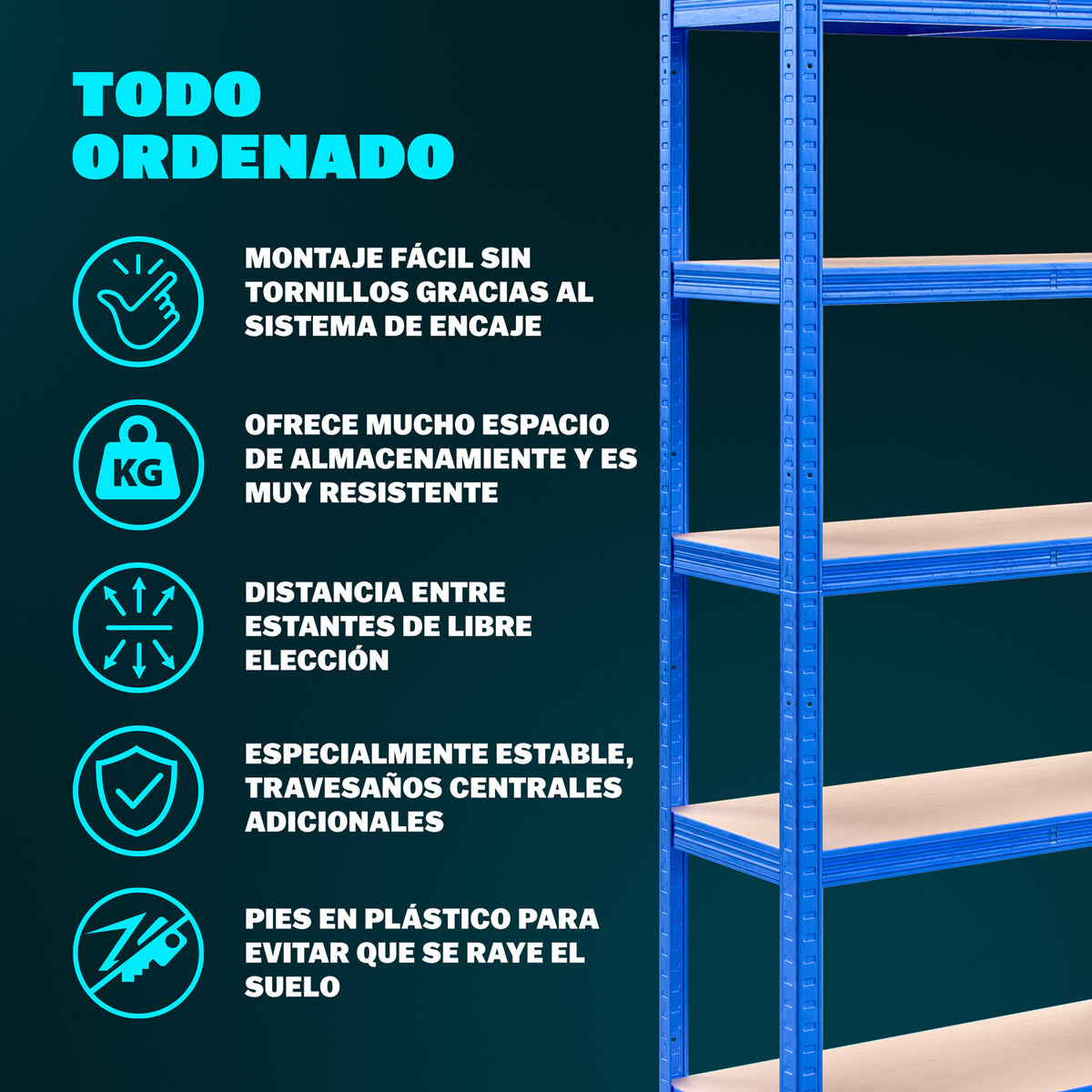 Scaffale alta portata 875kg metallo blu 180x90x40cm