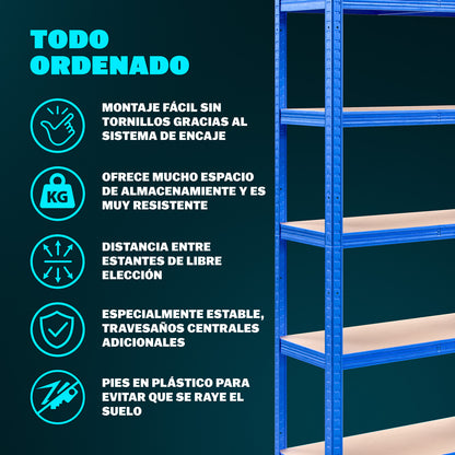 Scaffale alta portata 875kg metallo blu 180x90x40cm