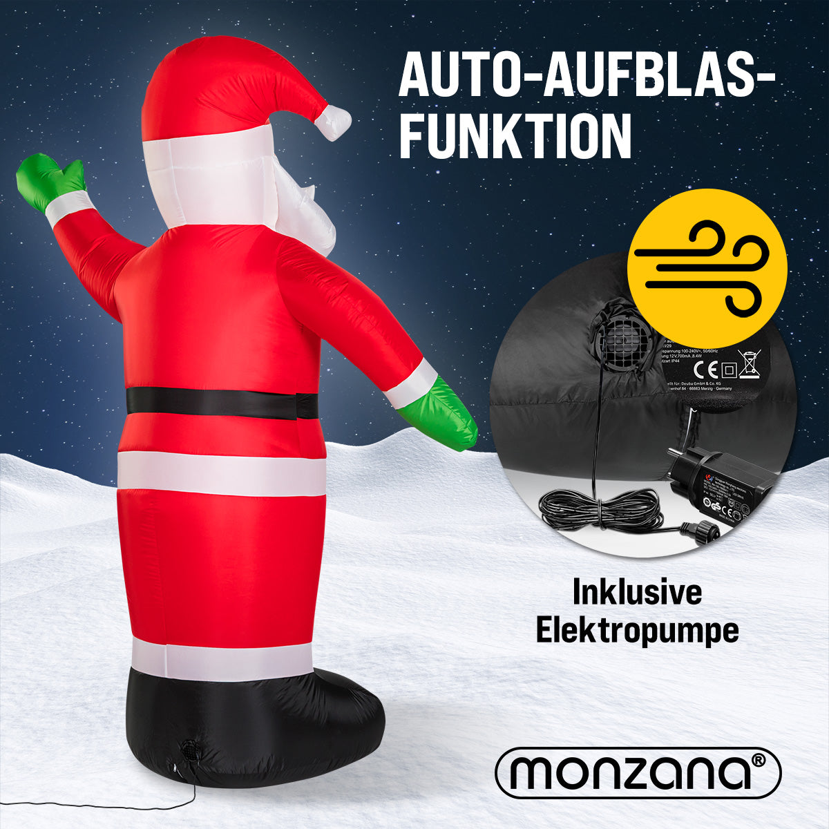Gonfiabile Babbo Natale XXL 250cm illuminazione LED