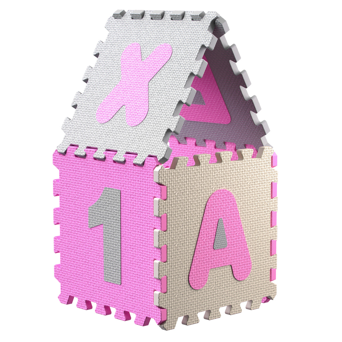 Tappeto puzzle XXL per bambini gommapiuma 3,3m² rosa 86 pezzi