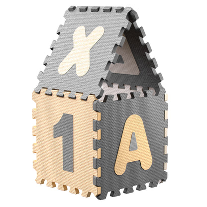 Tappeto puzzle XXL per bambini gommapiuma 3,3m² grigio 86 pezzi