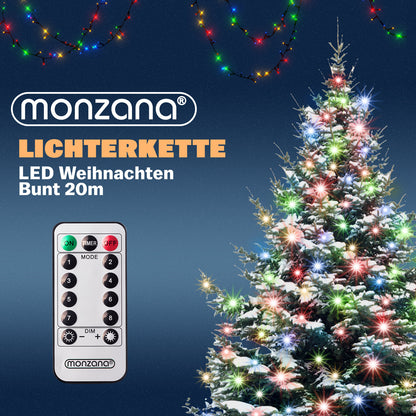 Catena di luci Natale 200 LED colorato 20m telecomando