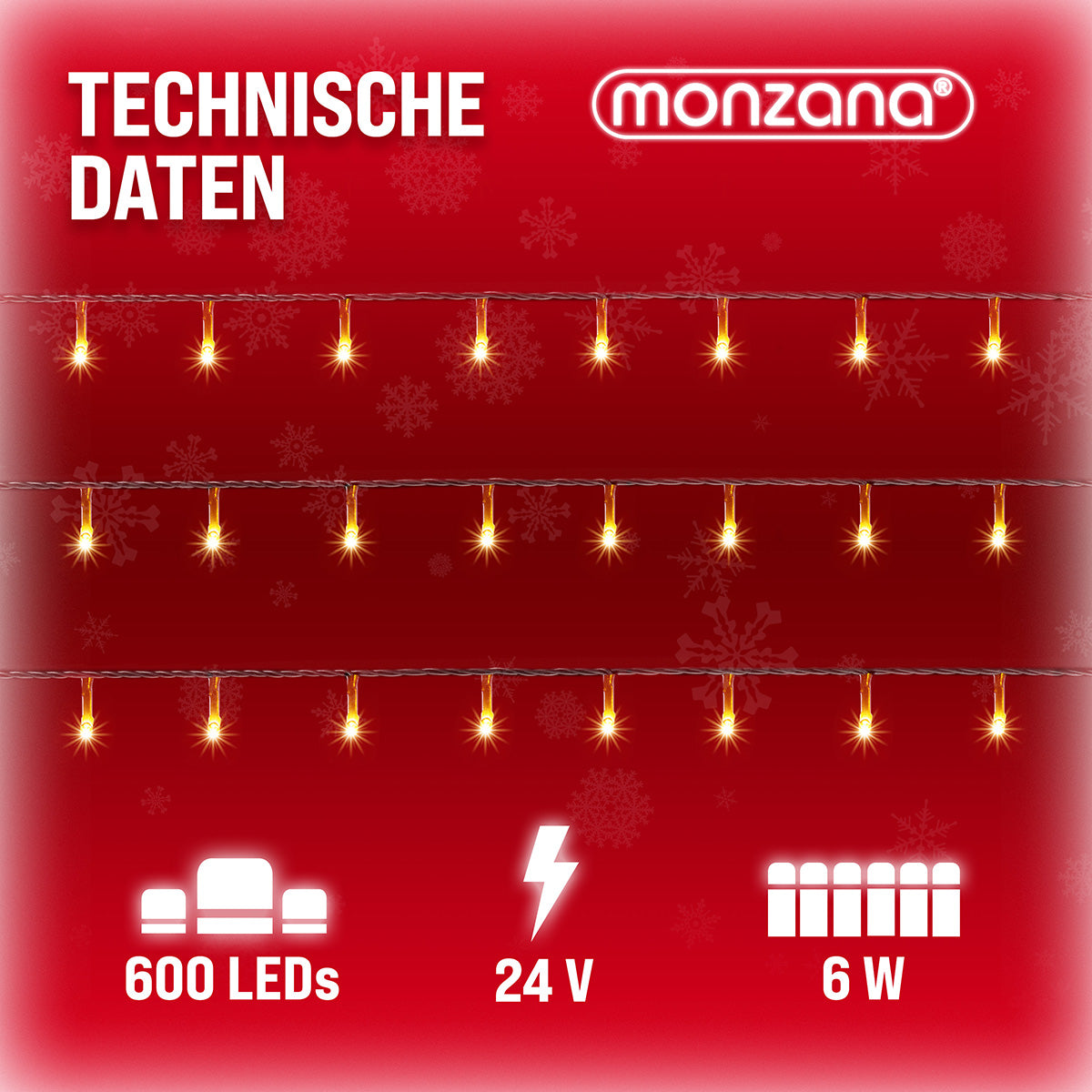 Catena di luci Natale 600 LED bianco caldo 60m
