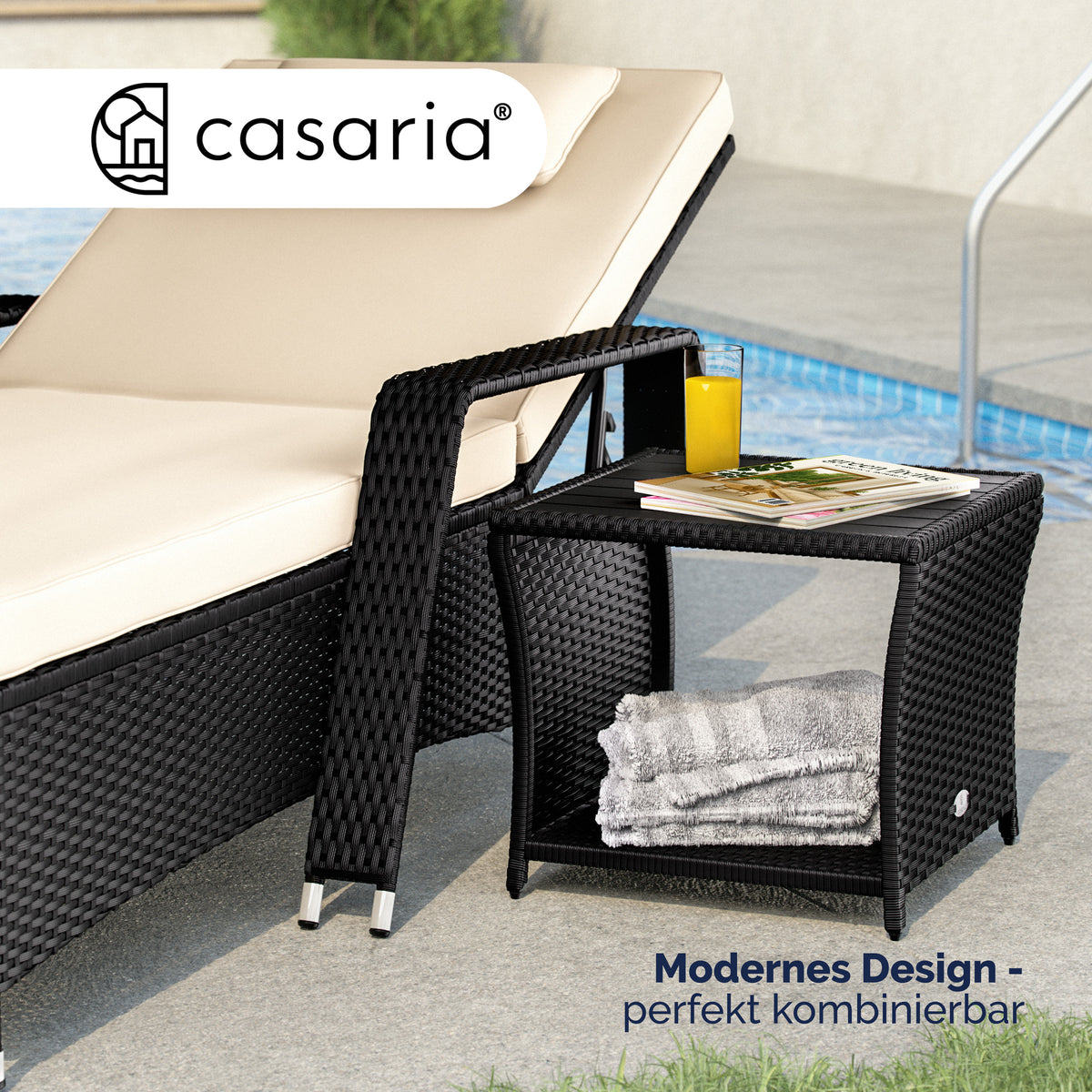 Tavolino da giardino nero 45x45x40cm altezza regolabile