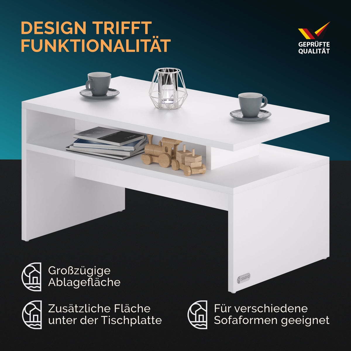 Tavolino Sacramento bianco 95x55x50cm