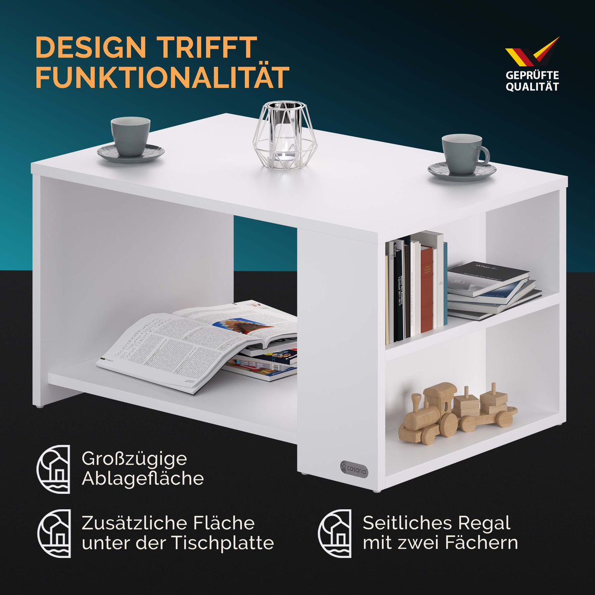 Tavolino Santa Cruz bianco 90x60x50cm
