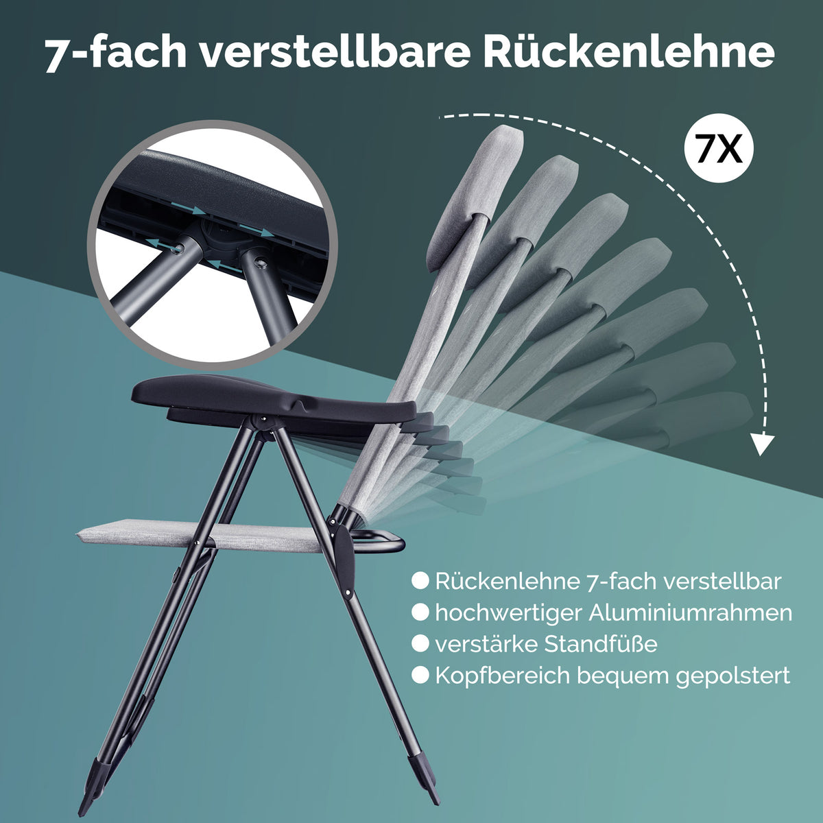 Sedie da giardino pieghevoli set da 4 grigio-melange