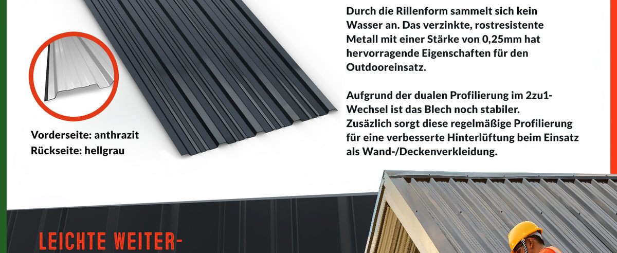 Pannelli tetto ondulati set da 12 antracide 129x 46cm 7m²