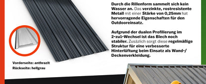 Lastra profilata trapezoidale set da 12 antracite 110x46cm