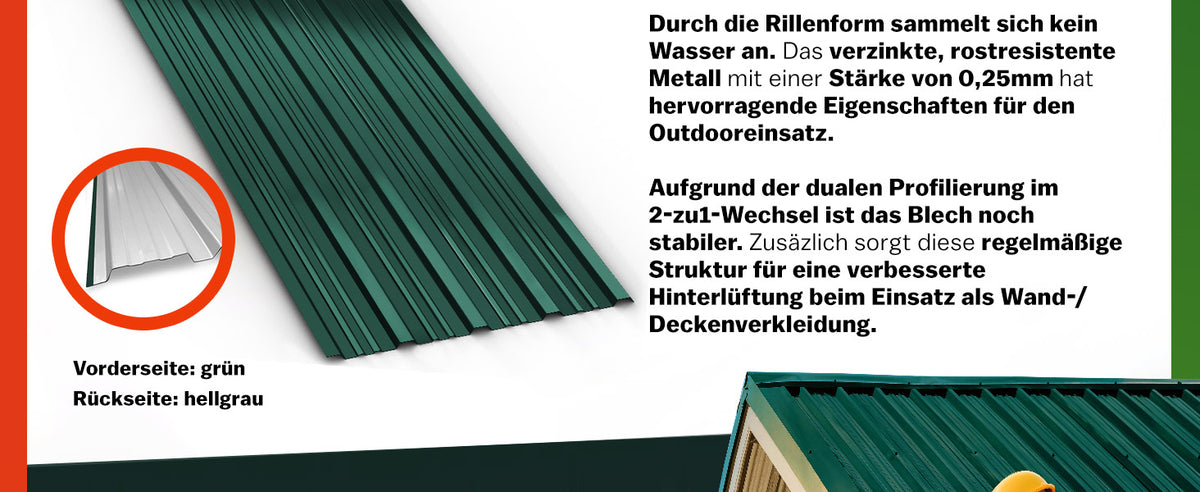 Lastra profilata trapezoidale set da 14 verde 110x46cm
