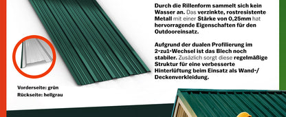 Lastra profilata trapezoidale set da 14 verde 110x46cm