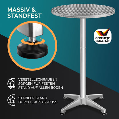 Set di 2 tavoli da bar in alluminio argento Ø60cm Altezza regolabile